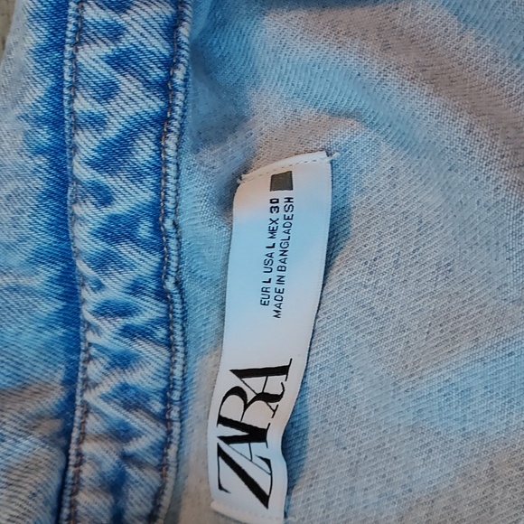 Zara Denim Romper Raw Hem Snap Button Closure Sz-L - Picture 6 of 10